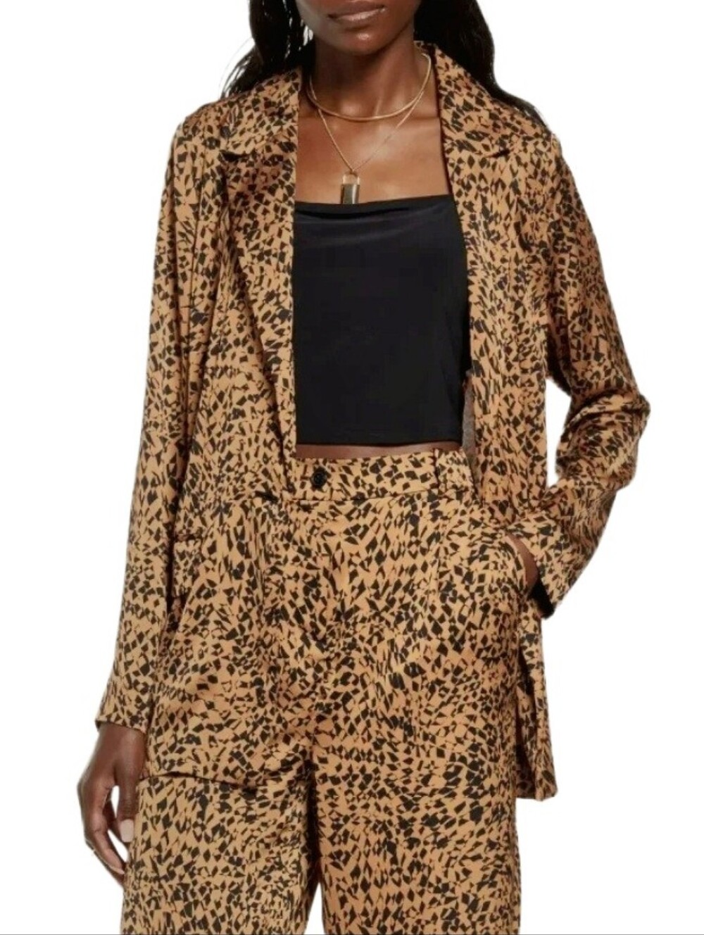 Open Edit Black Tan Fractured Glass Blazer Nordstrom